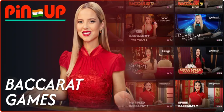 Live baccarat tables with dealers at Pin-Up